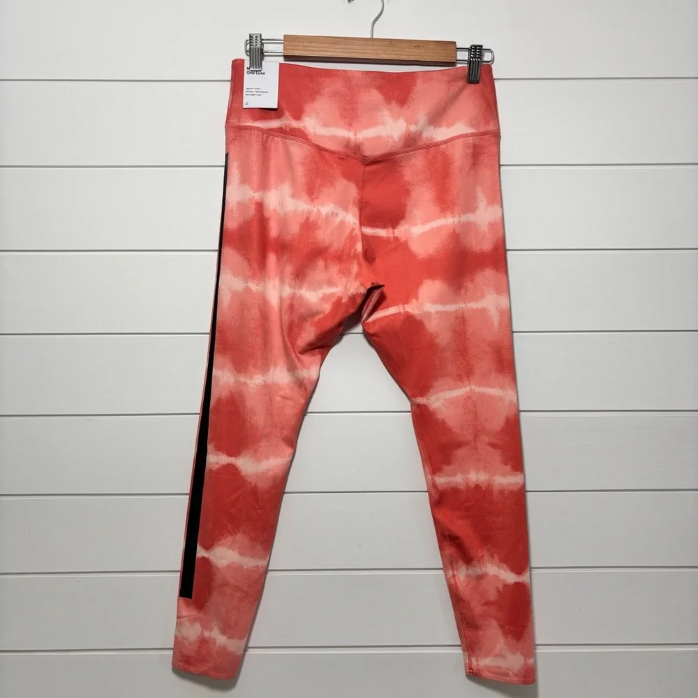 Nike Women's Dry-Fit Leggings-Madder Root&Clear Tie-Dye One Luxe Mid-Rise Size L